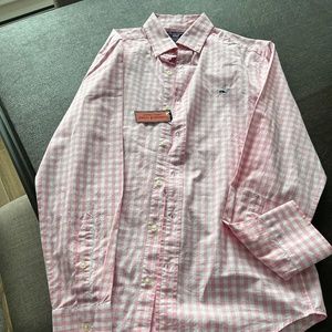 Mens vineyard vines pink plaid long sleeve shirt